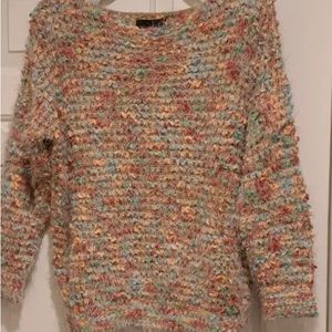 Anthropology medium pink, turquois, red, orange, green sweater